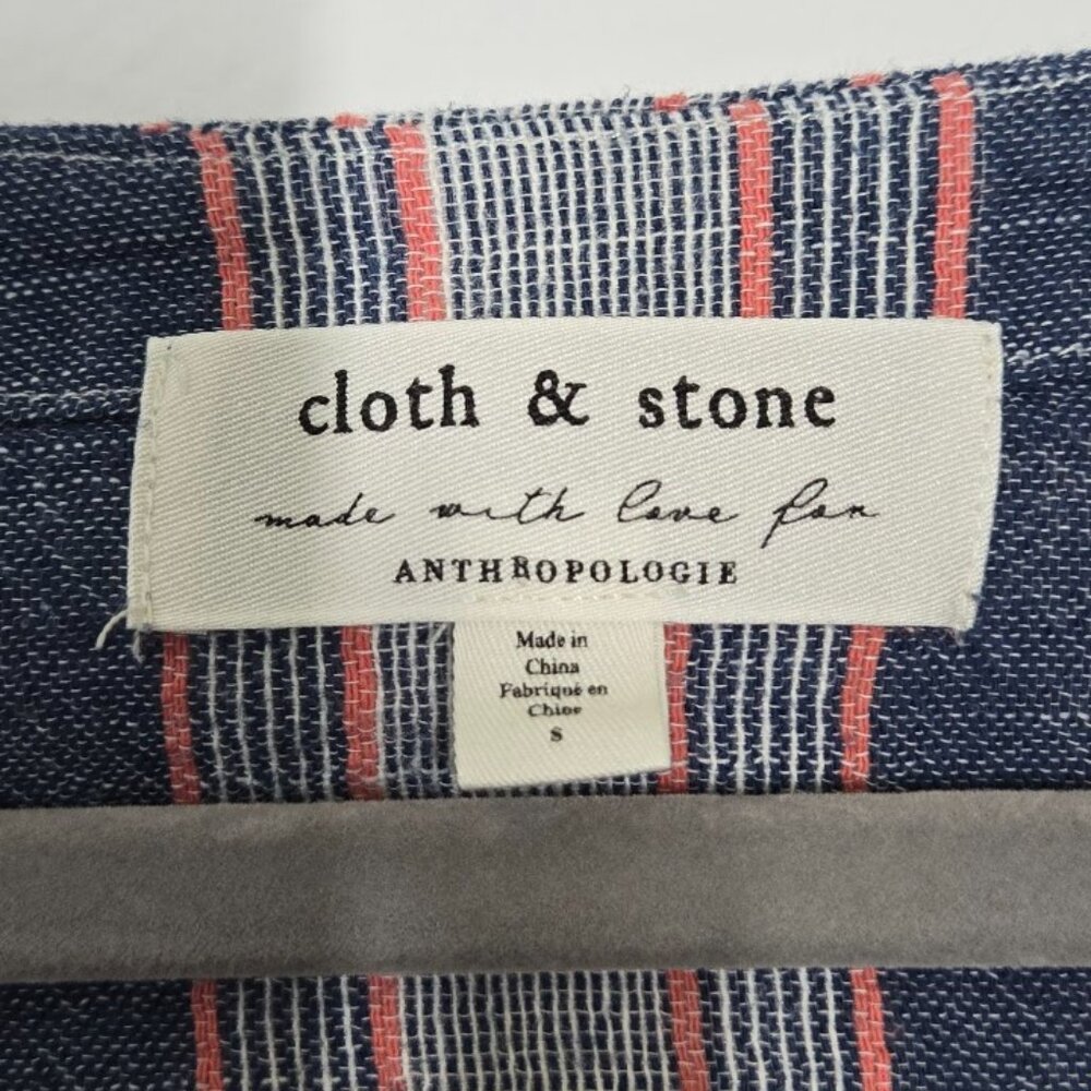 CLOTH & STONE by ANTHROPOLOGIE stripes button down blouse Sz S - Picture 8 of 9